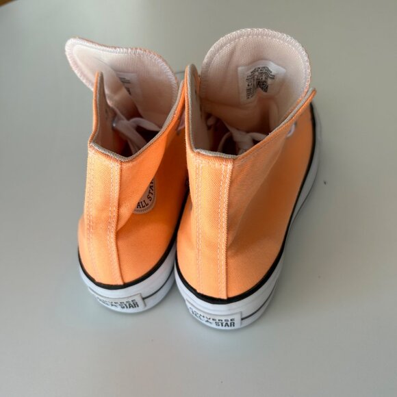 Converse Womens 8.5 Chuck Taylor All Star Lift Hi Peach Orange Platform Sneakers - Picture 4 of 10